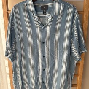 H&M Casual Blue and White Striped Shirt